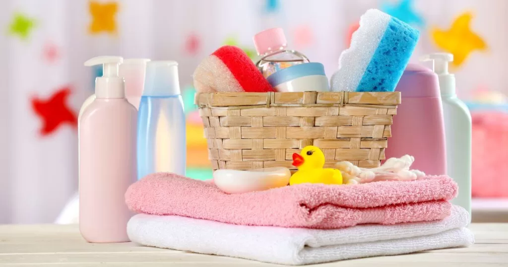 Baby Accessories for Bathing on Table