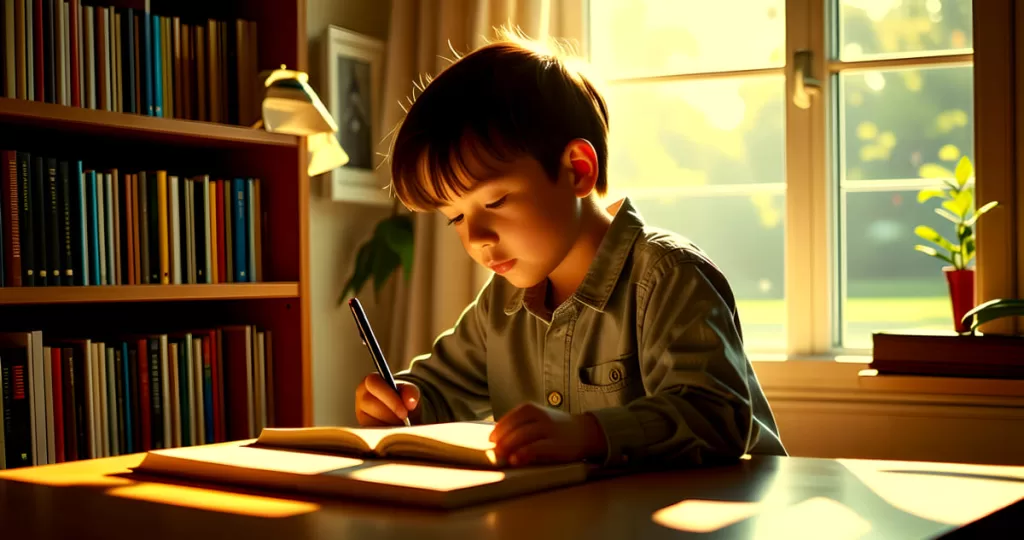 A child studying in a room with a quiet environment